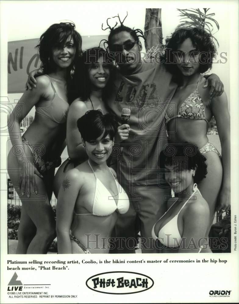 1995 Press Photo Coolio and cast from the hip hop beach movie &quot;Phat Beach&quot;- Historic Images