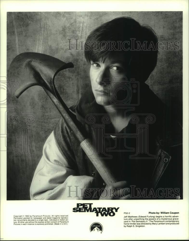 1992 Press Photo Actor Edward Furlong for &quot;Pet Sematary Two&quot; Movie - hcp11782- Historic Images