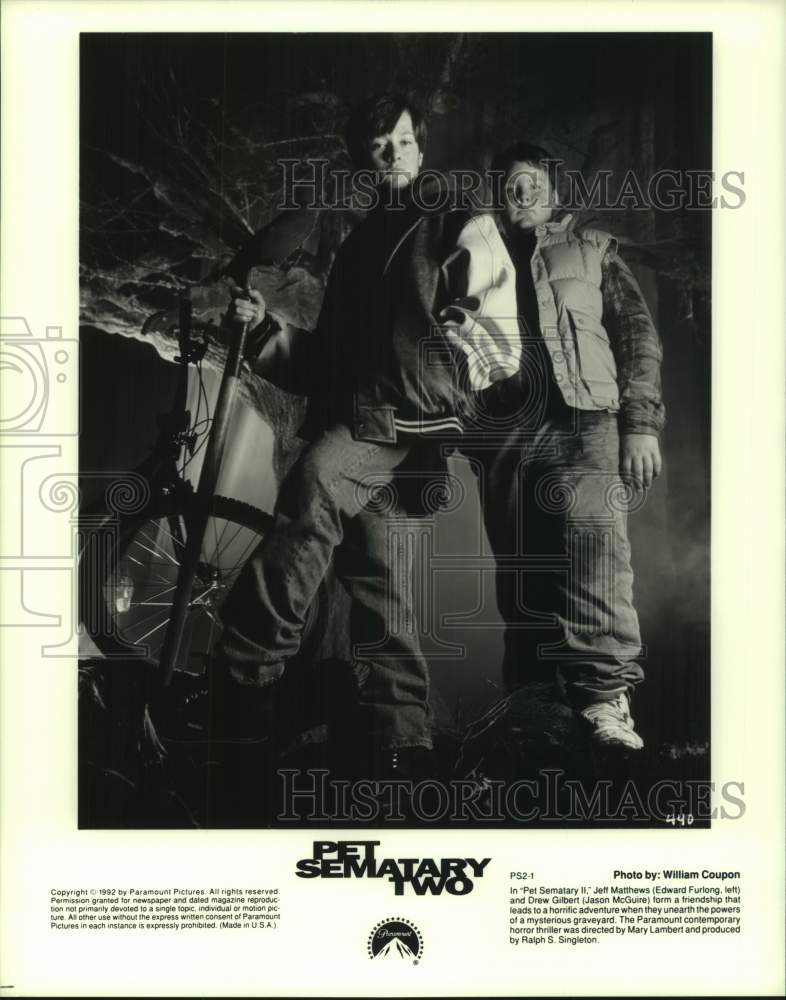 1992 Press Photo Edward Furlong, Jason McGuire for &quot;Pet Sematary Two&quot; Movie- Historic Images