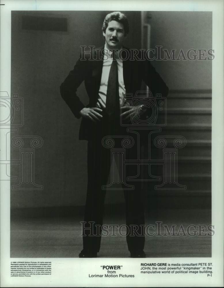 1988 Press Photo Actor Richard Gere as Pete St. John in &quot;Power&quot; Movie- Historic Images