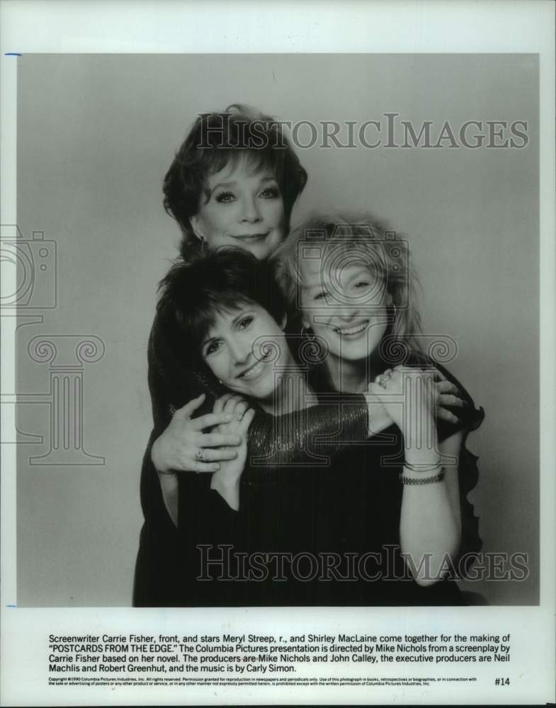 1990 Press Photo Screenwriter & Cast of "Postcards from the Edge" Movie- Historic Images