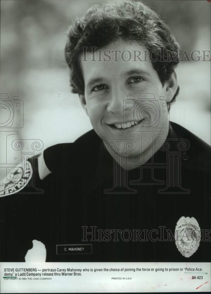 1984 Press Photo Steve Guttenberg Stars in &quot;Police Academy&quot; - hcp11991- Historic Images