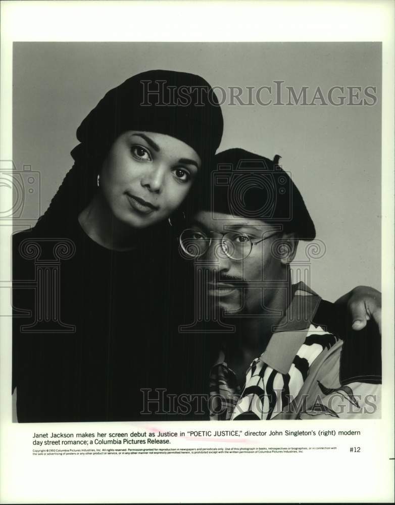 1993 Press Photo Janet Jackson, John Singleton for &quot;Poetic Justice&quot; Movie- Historic Images