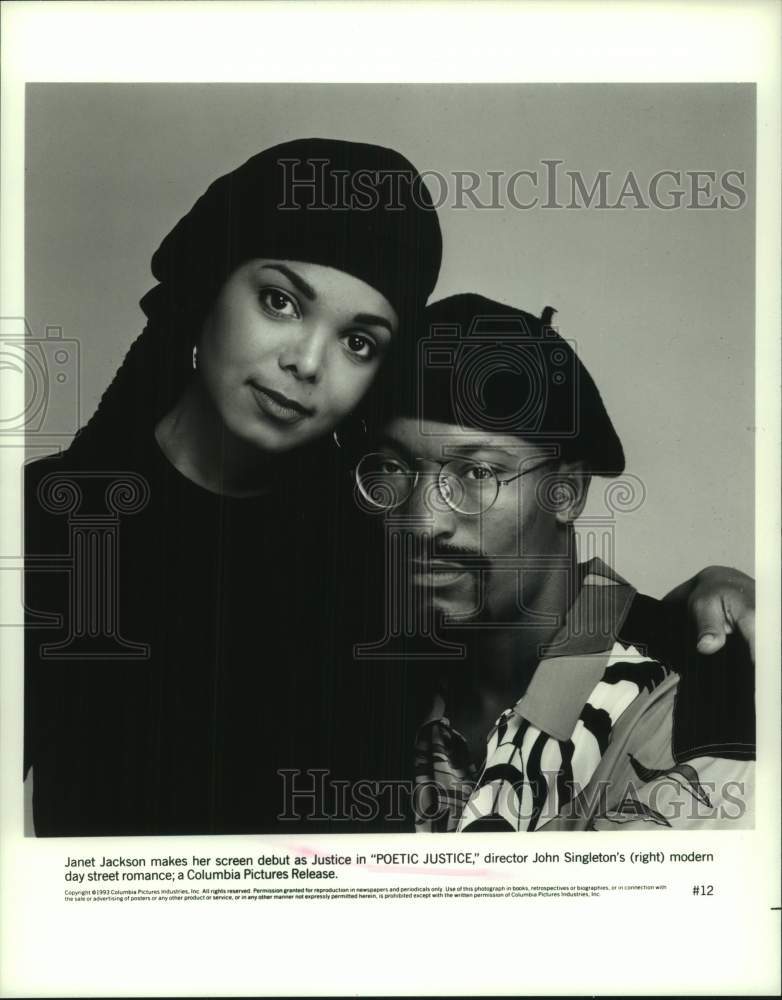 1993 Press Photo Janet Jackson, John Singleton for "Poetic Justice" Movie- Historic Images