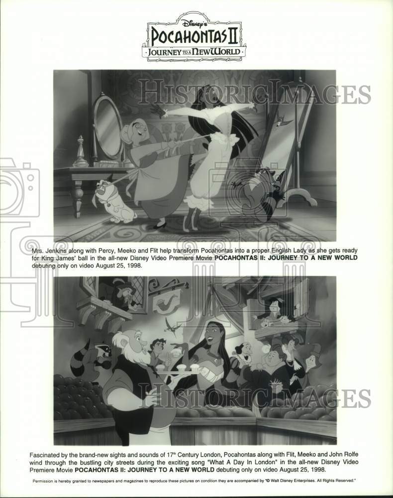 1998 Press Photo Scenes from &quot;Pocahontas II: Journey to a New World&quot; Movie- Historic Images