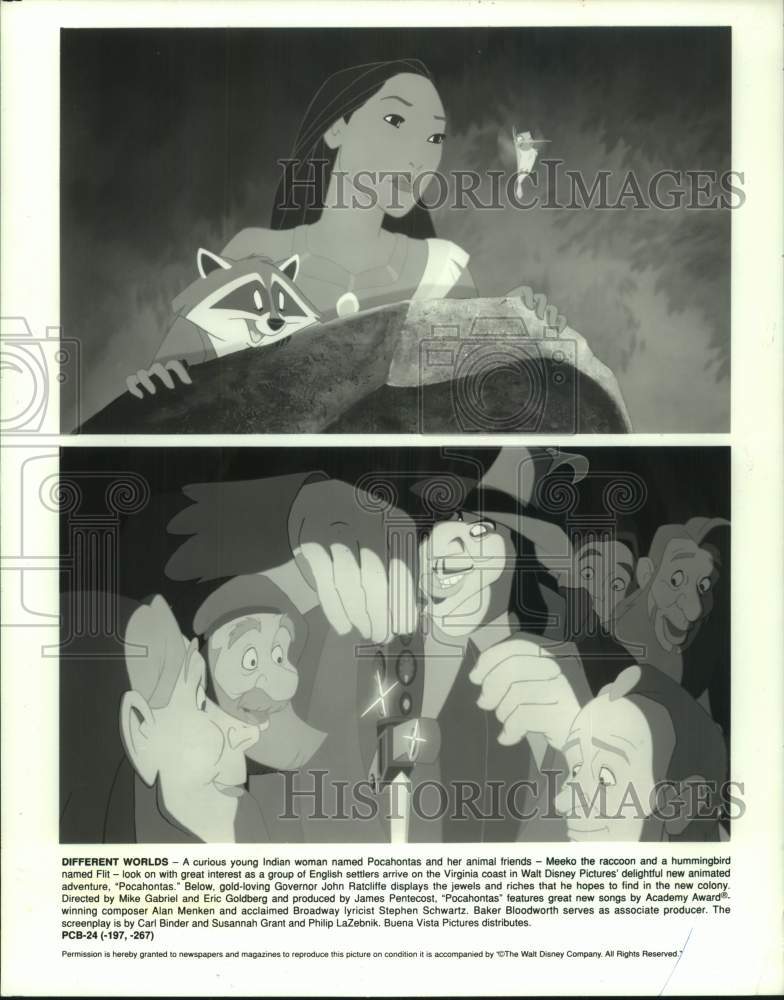 1996 Press Photo Scenes from Walt Disney Animated Movie &quot;Pocahontas&quot; - hcp12011- Historic Images