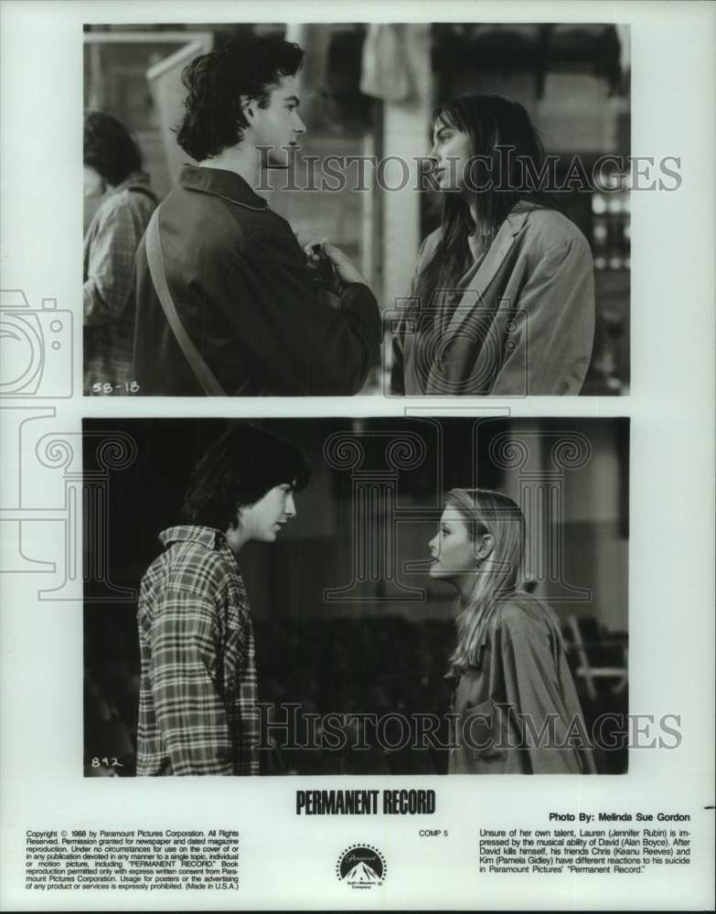 1988 Press Photo Scenes from the movie &quot;Permanent Record&quot; - hcp12118- Historic Images