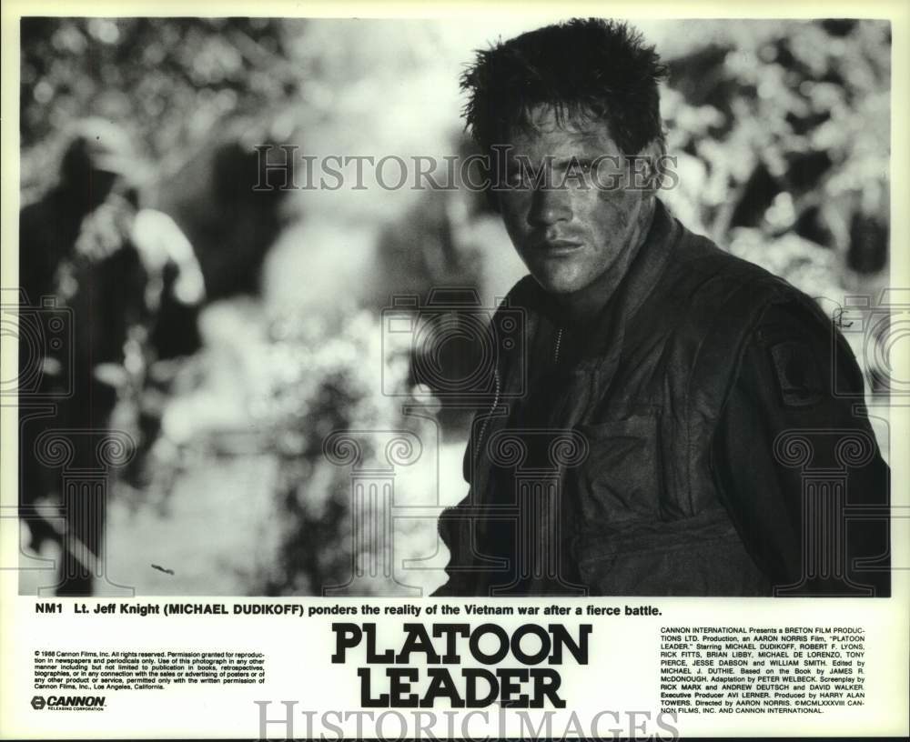 1988 Press Photo Michael Dudikoff in scene from film "Platoon Leader"- Historic Images