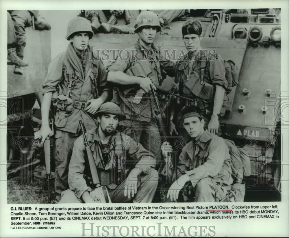 1986 Press Photo Cast of the film &quot;Platoon&quot; - hcp12184- Historic Images