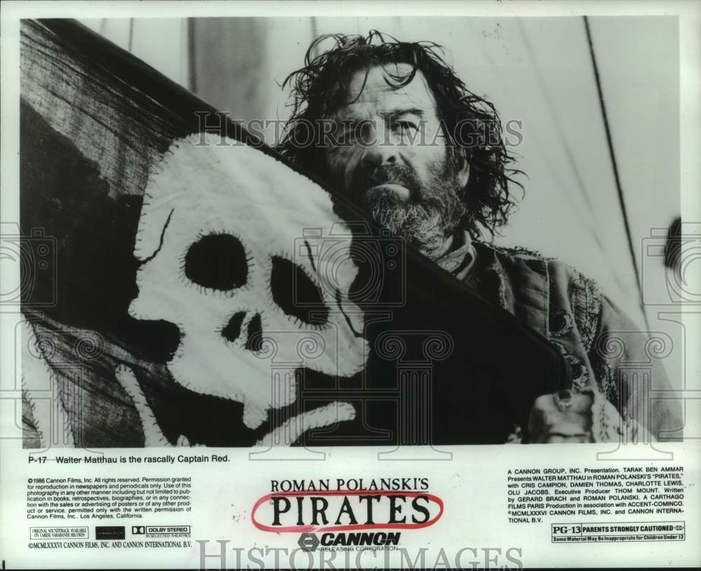 1986 Press Photo Actor Walter Matthau in Roman Polanski&#39;s Pirates - hcp12236- Historic Images