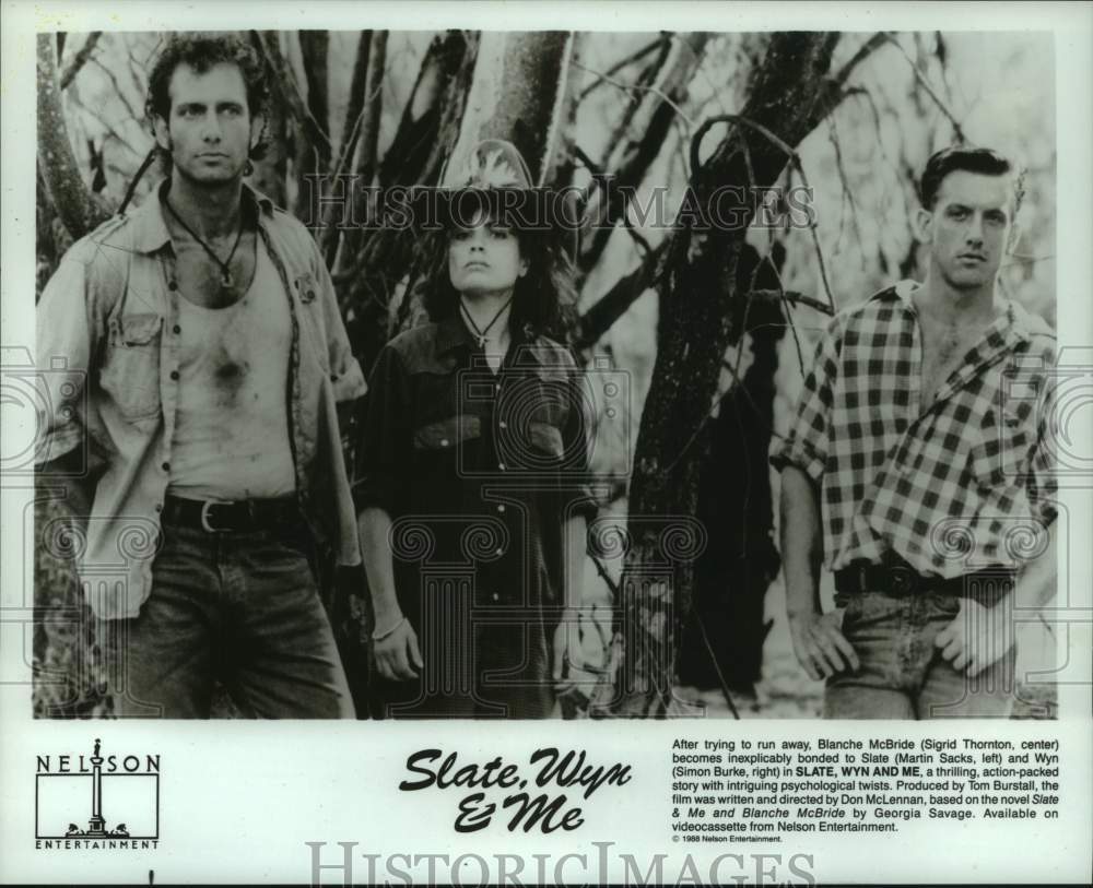 1988 Press Photo Cast of the action-packed film &quot;Slate, Wyn and Me&quot; - hcp12356- Historic Images