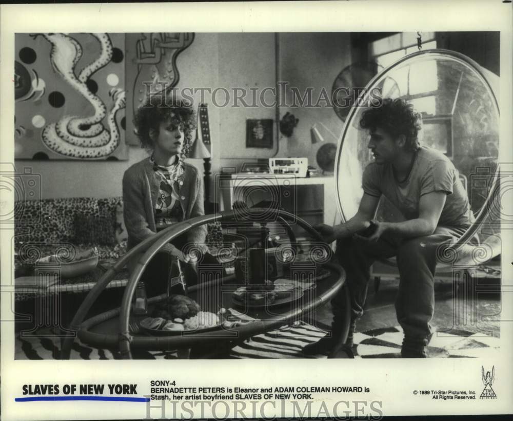 1989 Press Photo Bernadette Peters &amp; Adam Coleman Howard in Slaves of New York- Historic Images