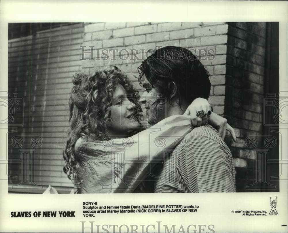 1989 Press Photo Actors Madeleine Potter and Nick Corri in Slaves of New York- Historic Images