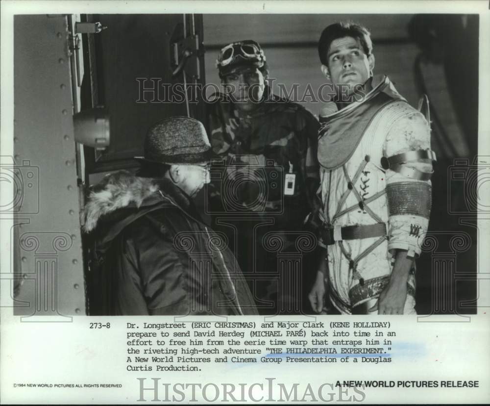 1984 Press Photo Eric Christmas &amp; Kene Holliday in &quot;The Philadelphia Experiment&quot;- Historic Images