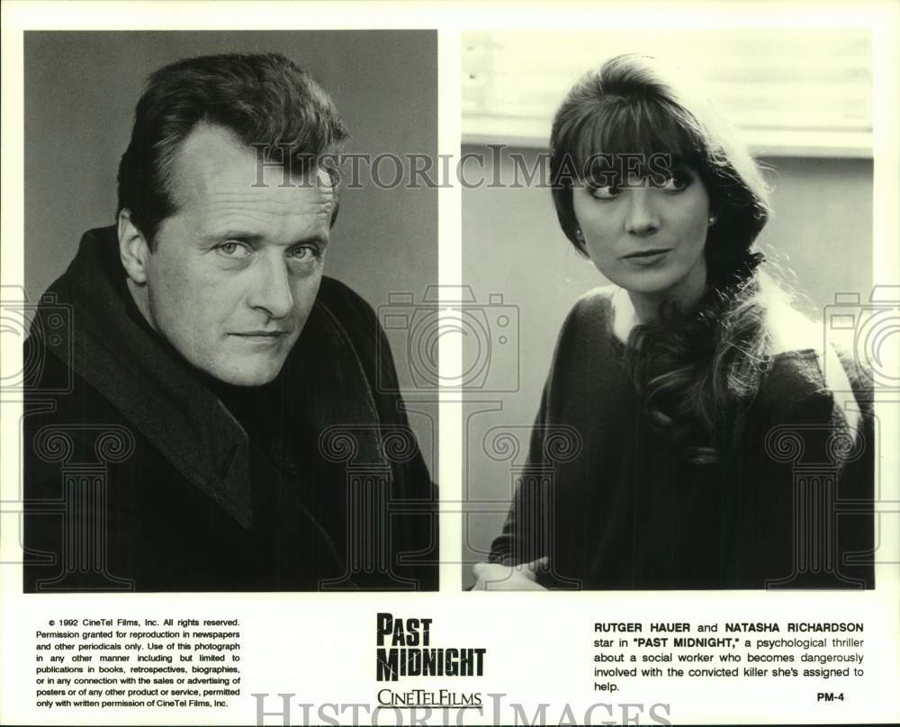 1992 Press Photo Rutger Hauer, Natasha Richardson star in &quot;Past Midnight&quot;- Historic Images