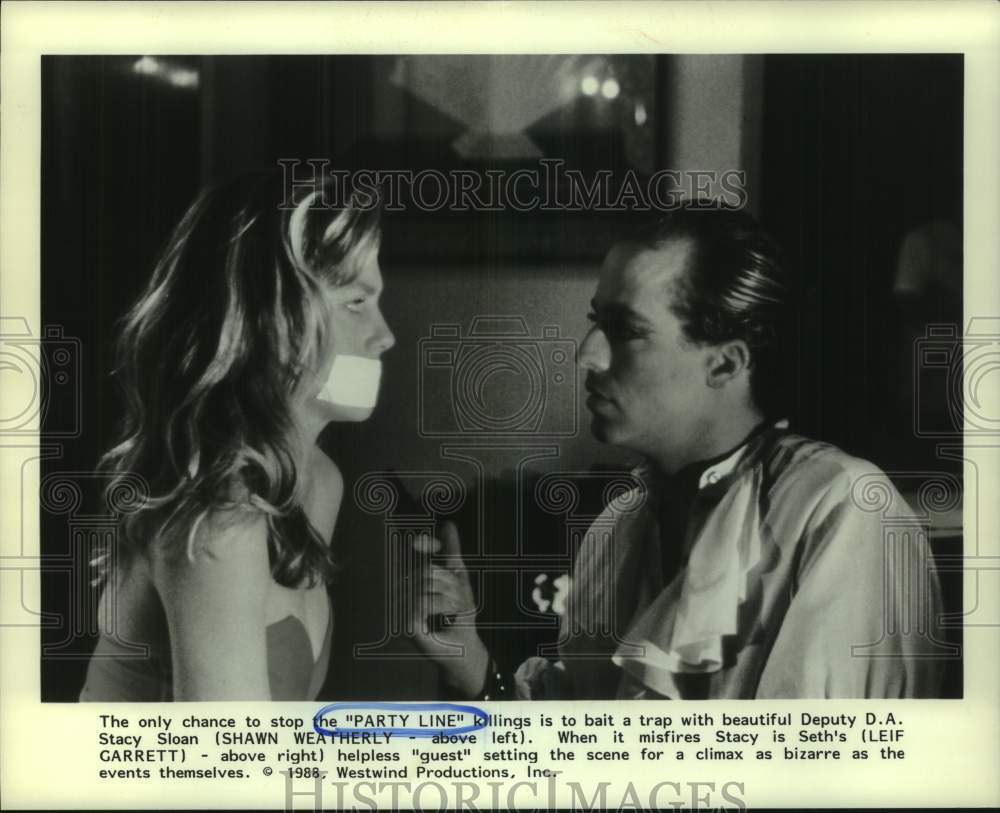 1988 Press Photo &quot;Party Line&quot; Movie Scene Starring Shawn Weatherly, Leif Garrett- Historic Images