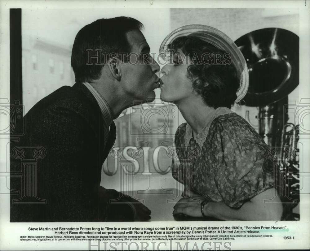 1981 Press Photo Steve Martin &amp; Bernadette Peters in &quot;Pennies From Heaven&quot;- Historic Images