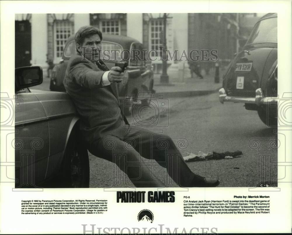 1992 Press Photo &quot;Patriot Games&quot; Movie Scene Starring Harrison Ford - hcp12643- Historic Images