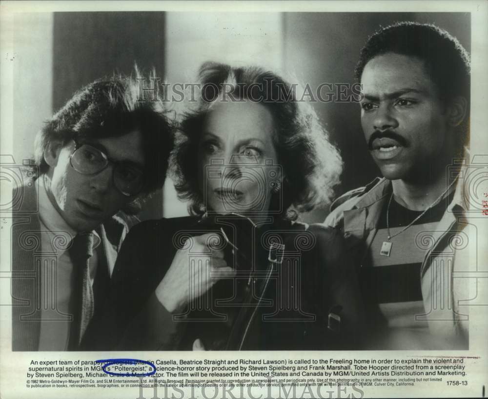 1982 Press Photo Martin Casella, Beatrice Straight, Richard Lawson: Poltergeist- Historic Images