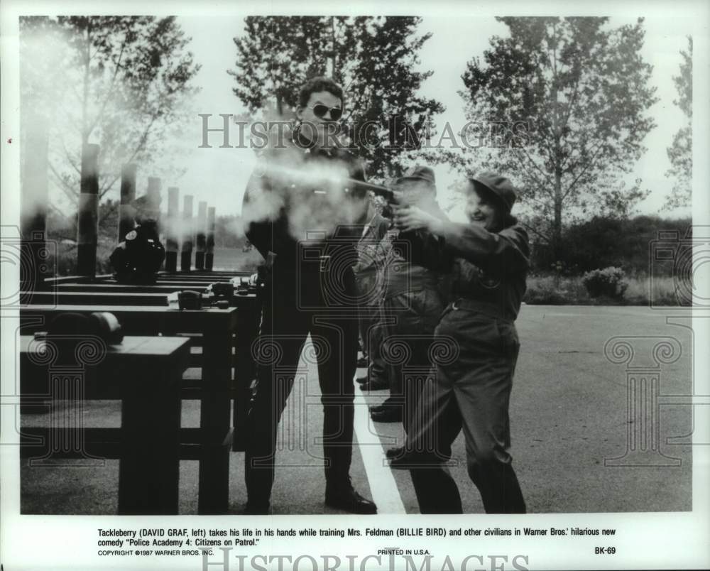 1987 Press Photo David Graf, Billie Bird: Police Academy 4: Citizens on Patrol&quot;- Historic Images