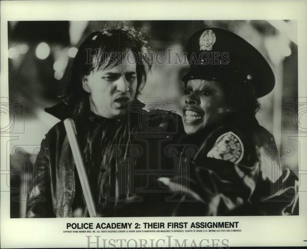 1985 Press Photo Actors in Scene from Police Academy 2: Their First Assignment- Historic Images