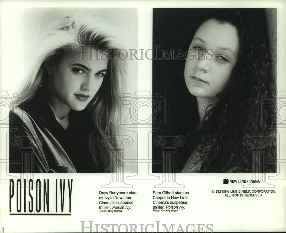 1992 Press Photo Drew Barrymore is Ivy, Sara Gilbert is Cooper in &quot;Poison Ivy&quot;- Historic Images