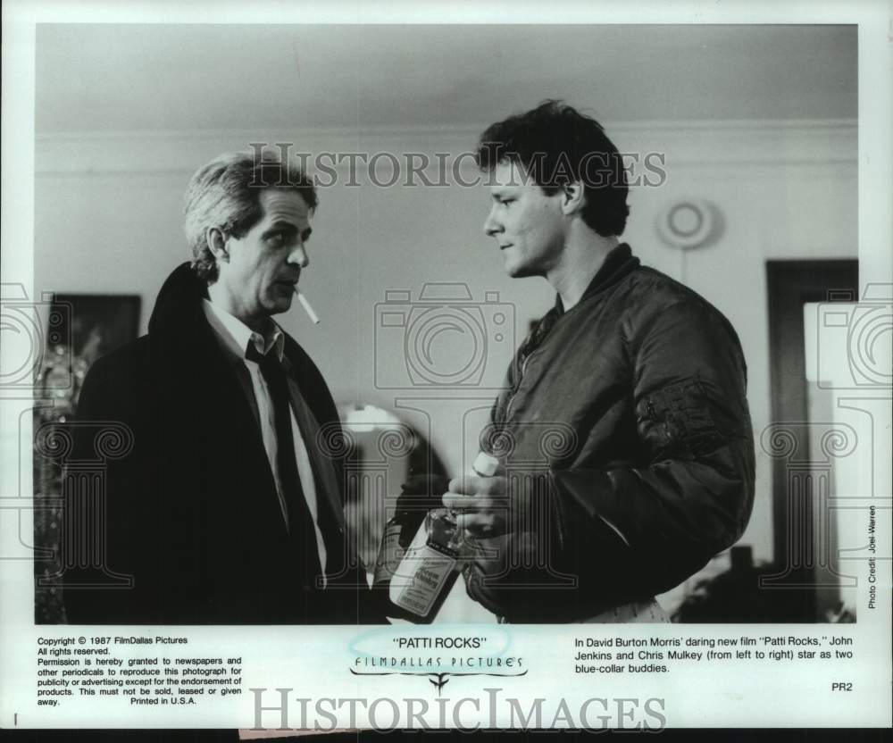 1987 Press Photo &quot;Patti Rocks&quot; Movie Scene with John Jenkins, Chris Mulkey- Historic Images