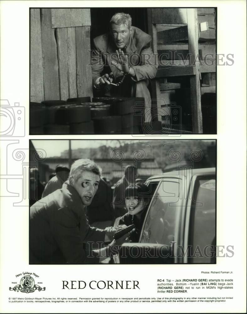 1997 Press Photo &quot;Red Corner&quot; Movie Scenes Starring Richard Gere, Bai Ling- Historic Images