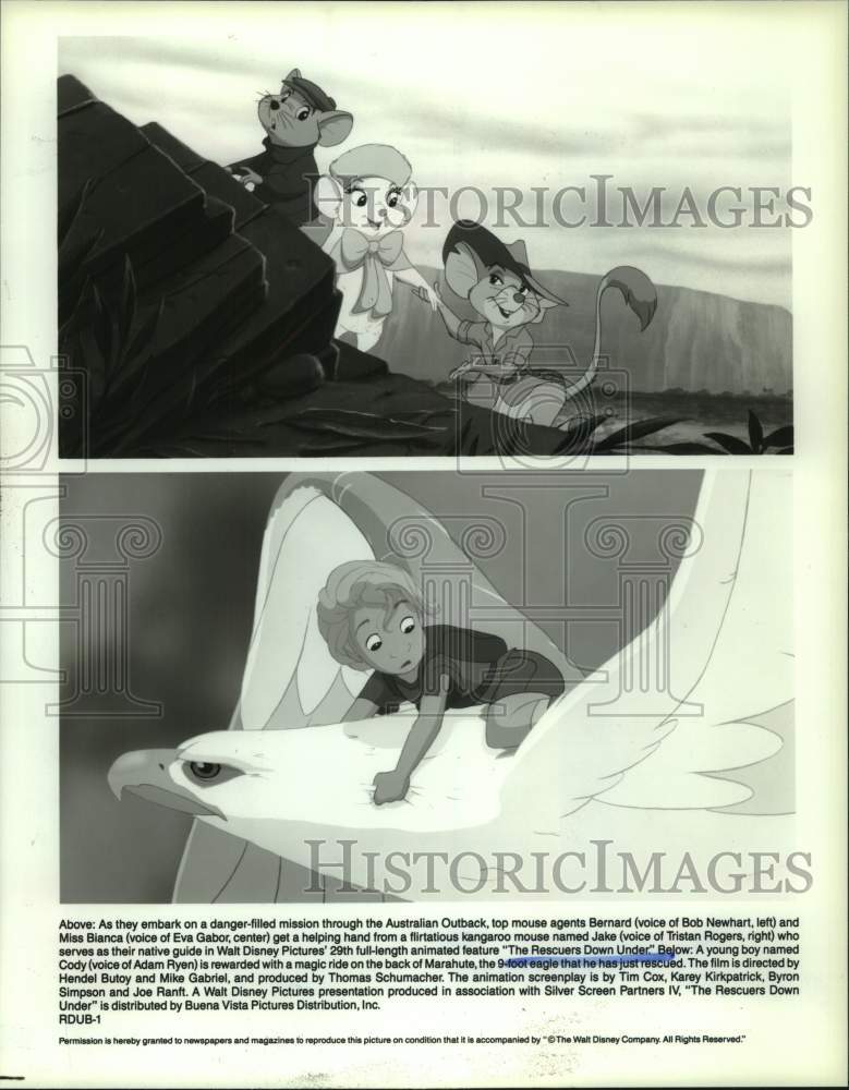 1991 Press Photo Walt Disney's animated film "The Rescuers Down Under"- Historic Images