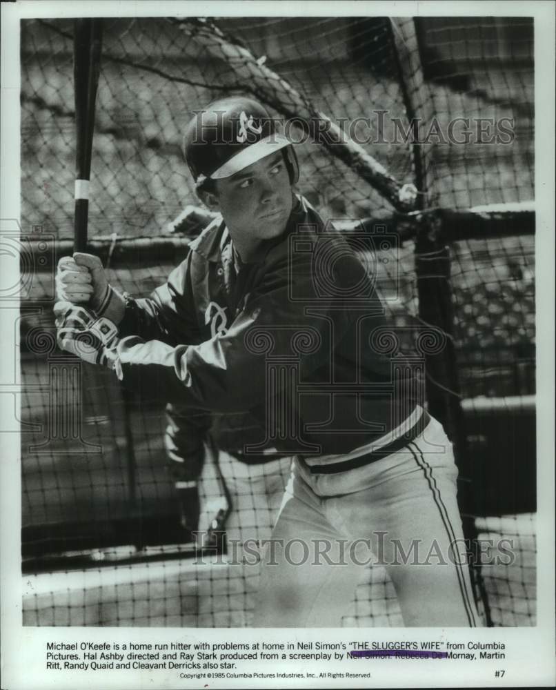 1985 Press Photo Michael O&#39;Keefe as a Baseball Player in &quot;The Slugger&#39;s Wife&quot;- Historic Images