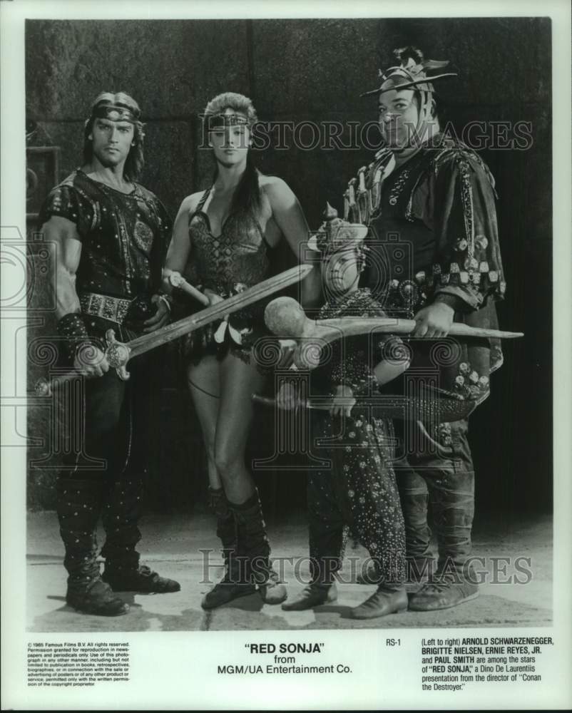 1985 Press Photo The Stars of &quot;Red Sonja,&quot; a Dino De Laurentiis Presentation- Historic Images