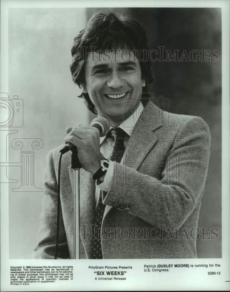 1982 Press Photo Dudley Moore as Patrick in &quot;Six Weeks,&quot; - PolyGram Pictures- Historic Images