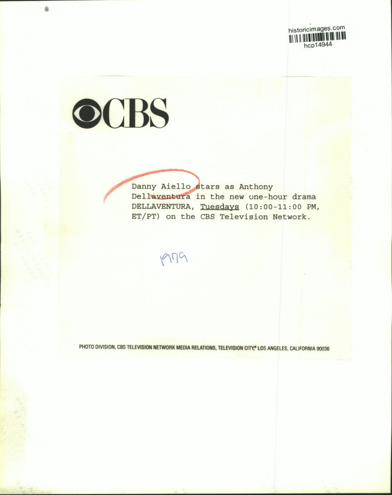 1979 Press Photo Actor Danny Aiello as Anthony Dellaventura in "Dellaventura"