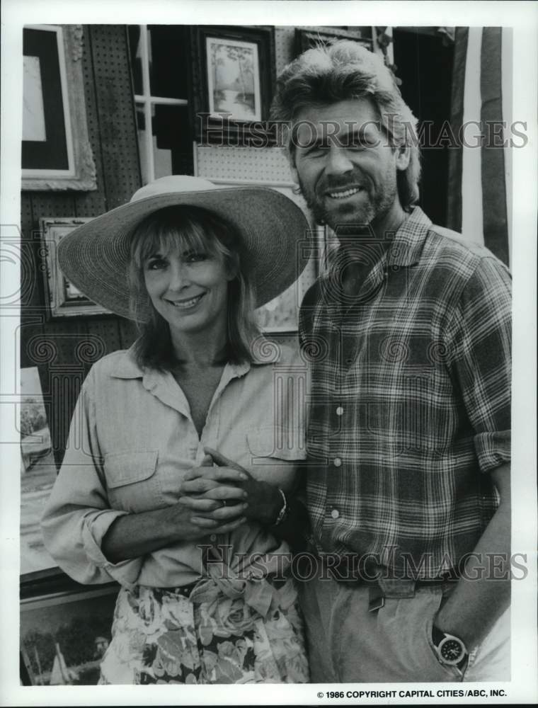 1986 Press Photo Actress Joanna Cassidy, Barry Bostwick in "Pleasures" Movie