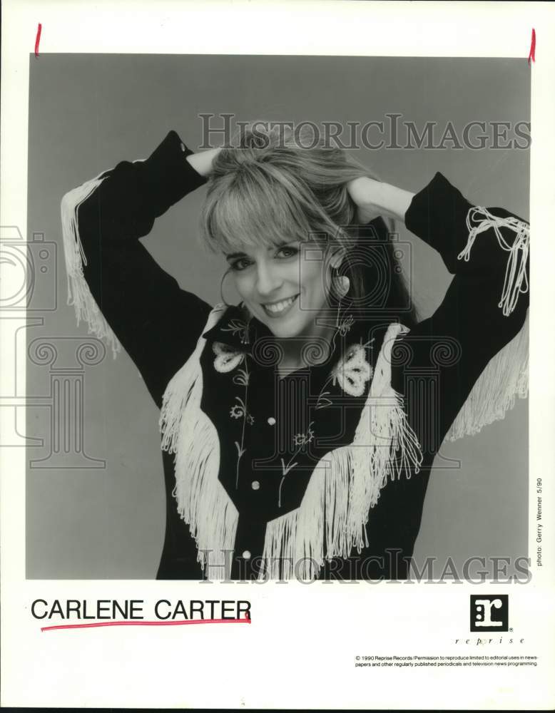 1990 Press Photo Entertainer Carlene Carter - hcp26028- Historic Images