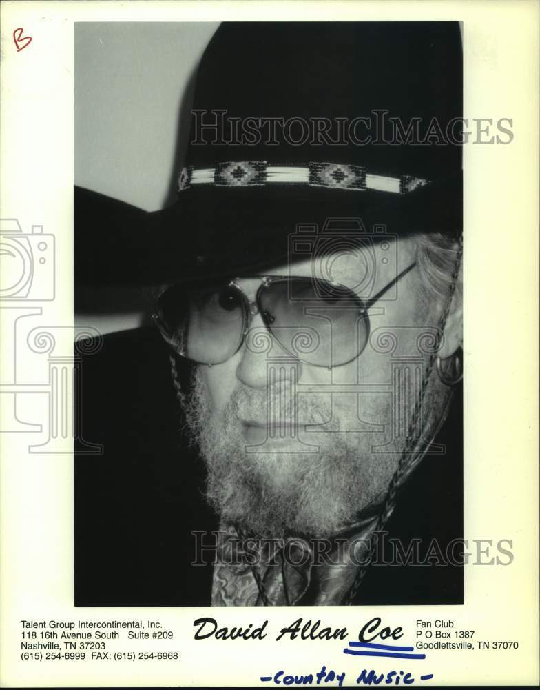 1996 Press Photo Country music singer David Allen Coe - hcp29687- Historic Images