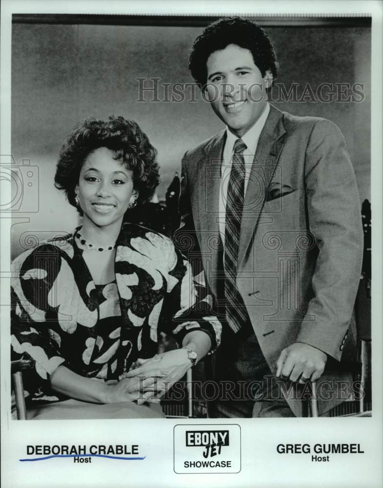 1986 Press Photo Television hosts Deborah Crable and Greg Gumbel - hcp30857- Historic Images