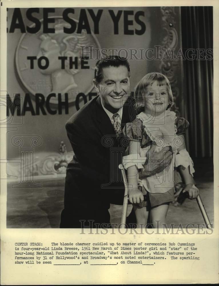 1961 Press Photo Bob Cummings and Linda Breese for &quot;What About Linda?&quot; special