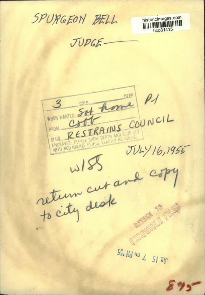 1955 Press Photo Judge Spurgeon Bell - hcp31415