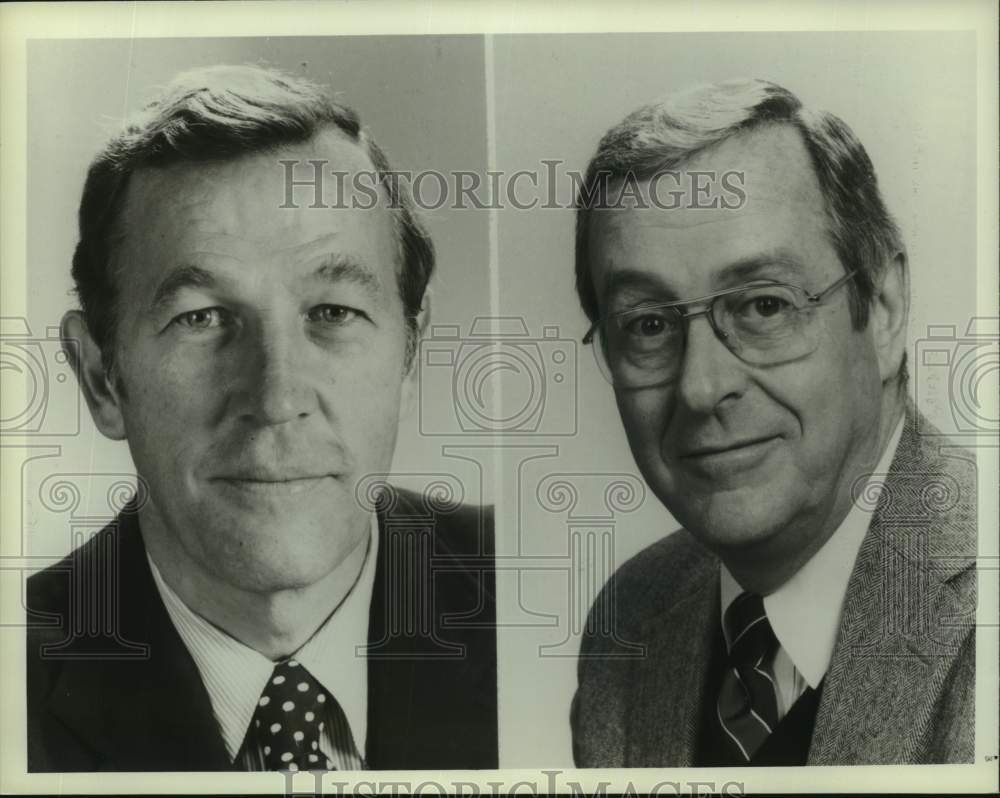1984 Press Photo Commentators John Chancellor, Roger Madd host "Decision '84"