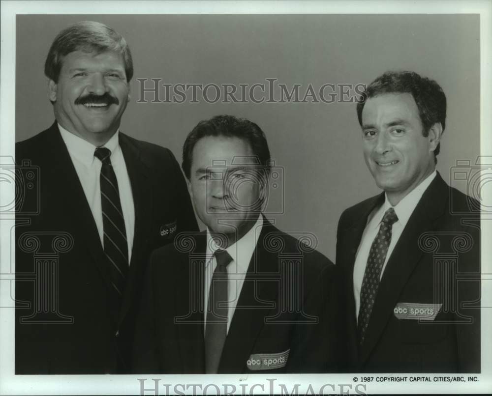 1987 Press Photo Dan Dierdorf, Frank Gifford, Al Michaels of ABC - hcp37099- Historic Images