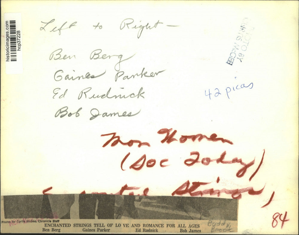 Press Photo Members of orchestra pose perform with their instruments