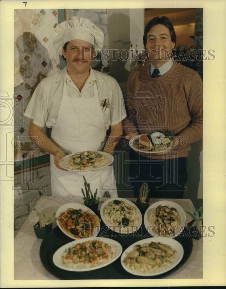 1988 Press Photo Chef Glenn Cates, Chris Tripoli at Nicole&#39;s Restaurant, Houston- Historic Images