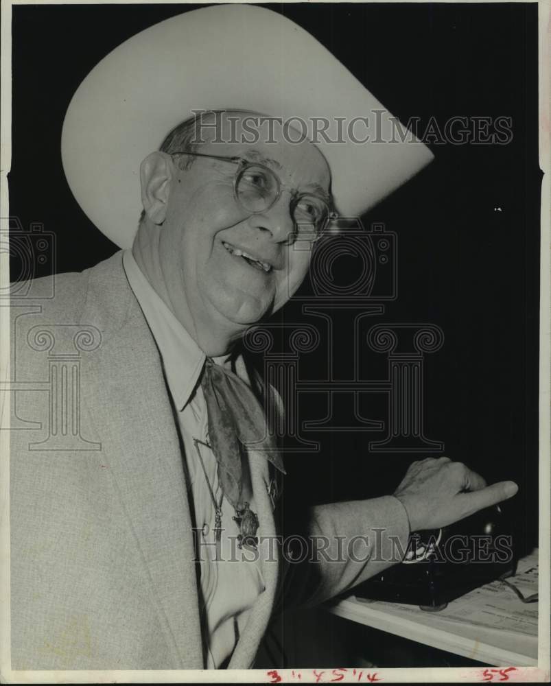 1955 Press Photo Herman Engle, General Manager of Houston Fat Stock Show- Historic Images