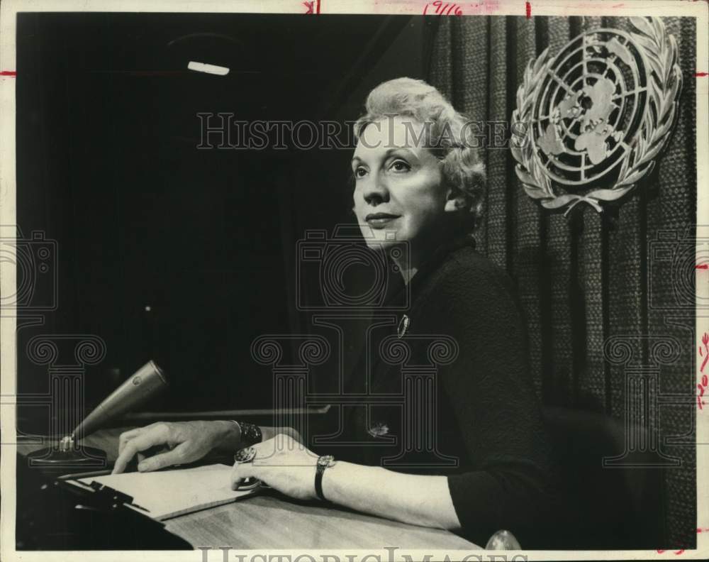 1968 Press Photo Pauline Frederick, NBC News' United Nations Correspondent- Historic Images