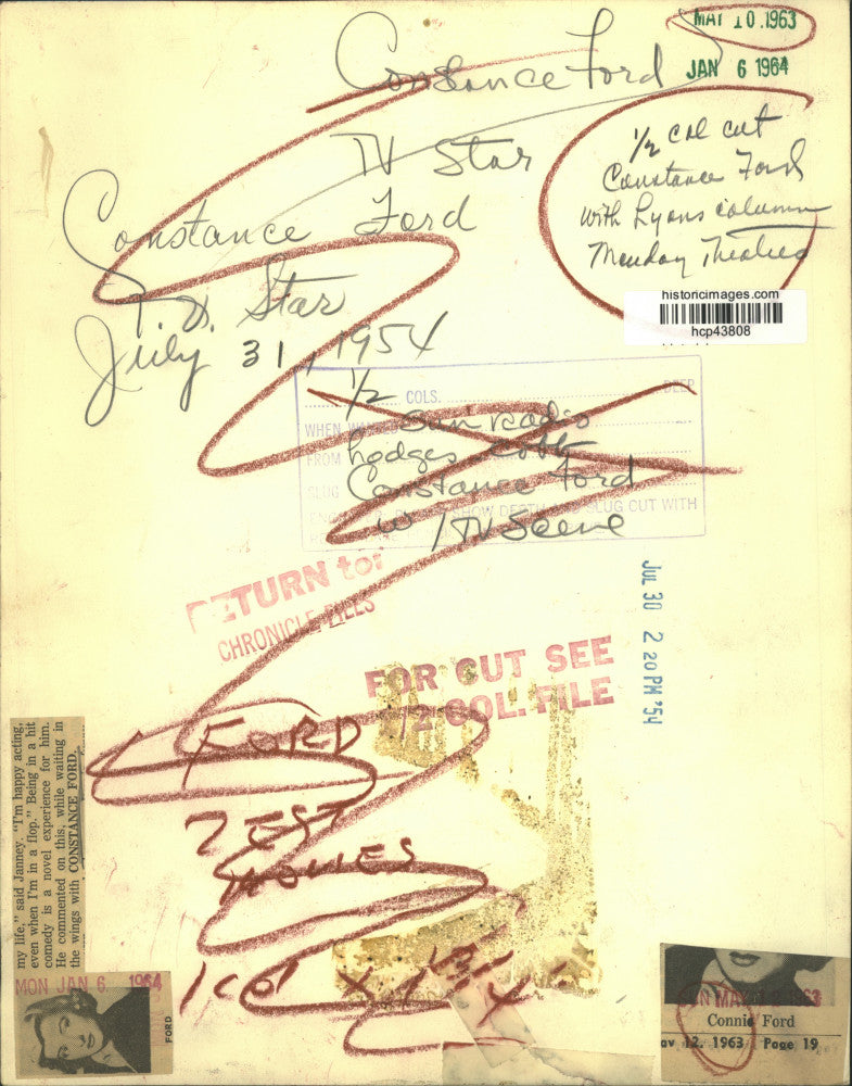 1954 Press Photo Actress Constance Ford - hcp43808