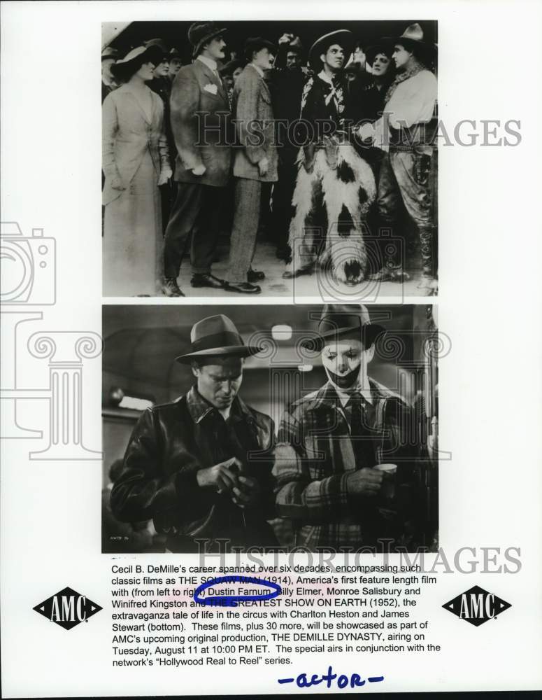 1952 Press Photo Cecil B. DeMille's "Squaw Man," "Greatest Show on Earth" Scenes