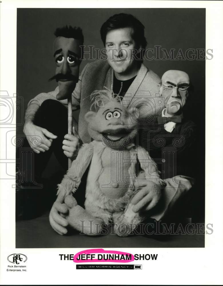 1995 Press Photo Entertainer Jeff Dunham with puppets, The Jeff Dunham Show- Historic Images