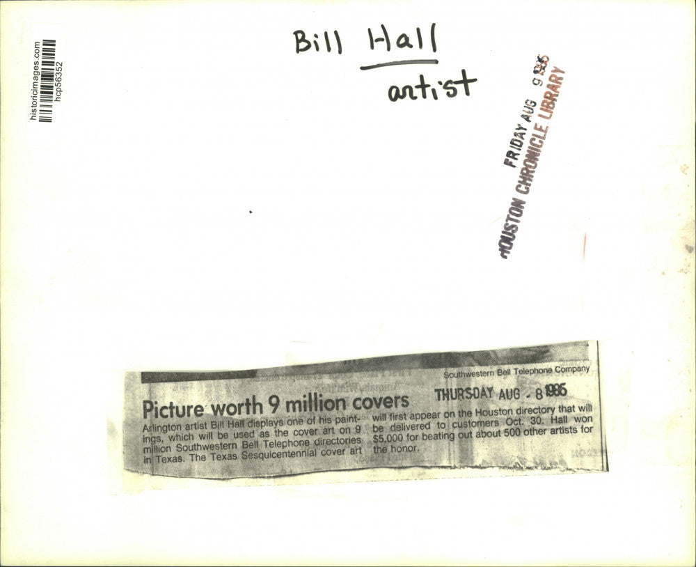 1986 Press Photo Artist Bill Hall with Painting in Texas - hcp56352