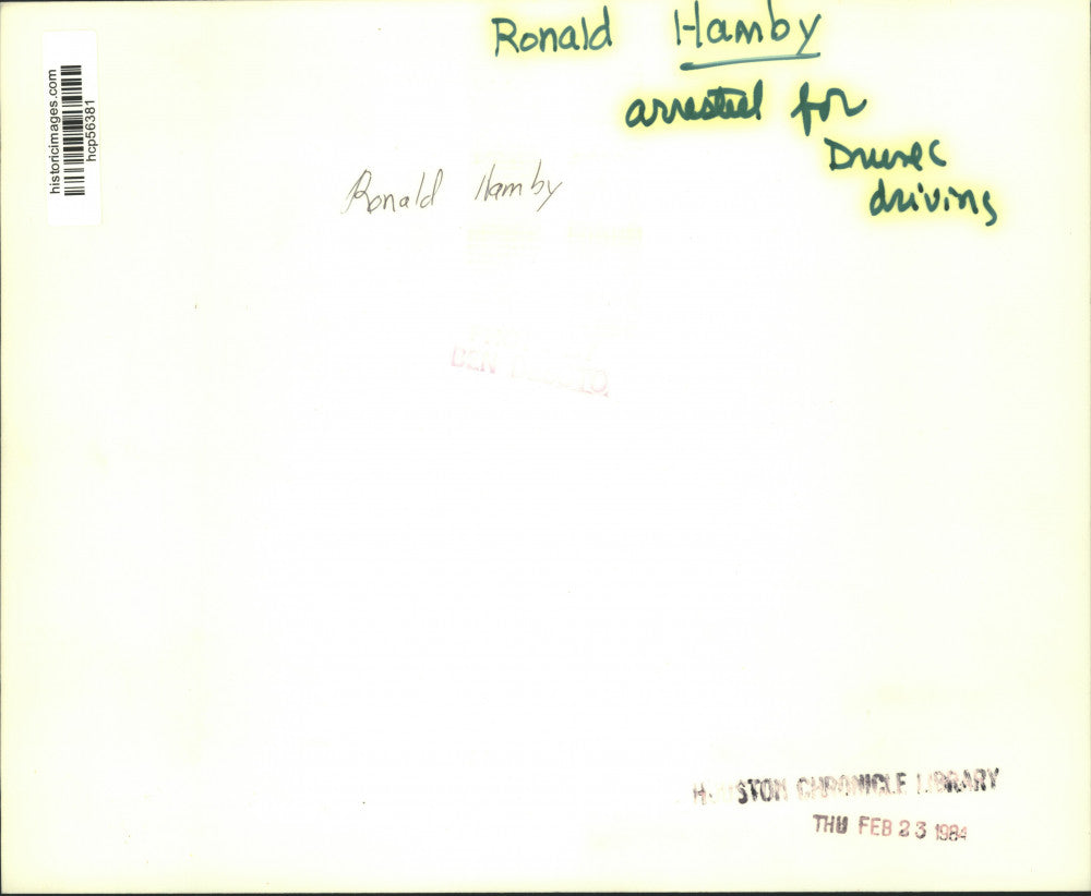 1984 Press Photo Ronald Hamby Arrested for Drunk Driving Holds Ticket